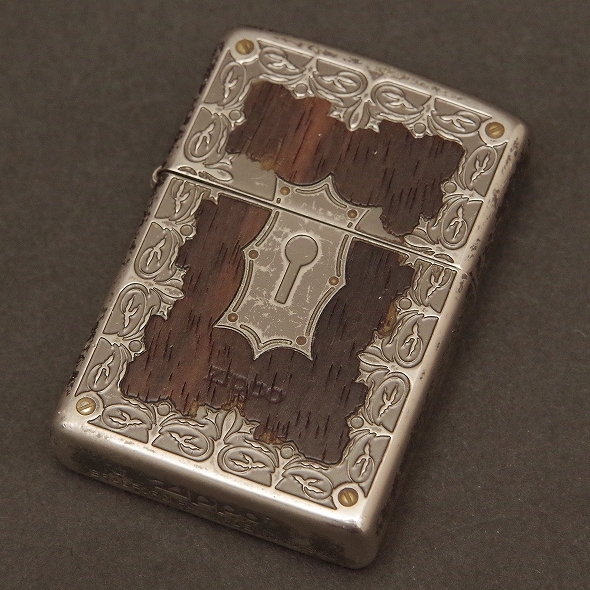 中古 ZIPPO 象嵌 木工象嵌 Antique 2面加工 2010年製の画像1