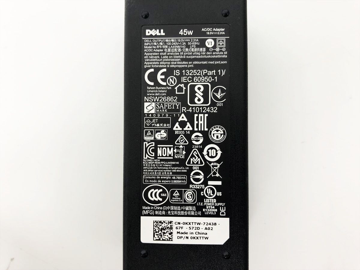 [1 jpy ]DELL original Note PC for AC adaptor charger LA45NM140 19.5V 2.31A operation verification settled EC45-881jy/F3