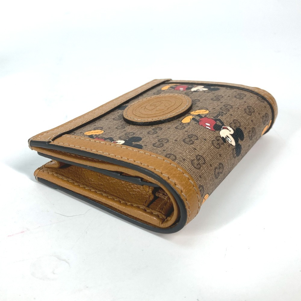 新品同様 GUCCI グッチ 602534 ミッキーマウス コンパクトウォレット DISNEY ディズニー コラボ 2つ折り財布 ブラウン レディース【中古】_画像3