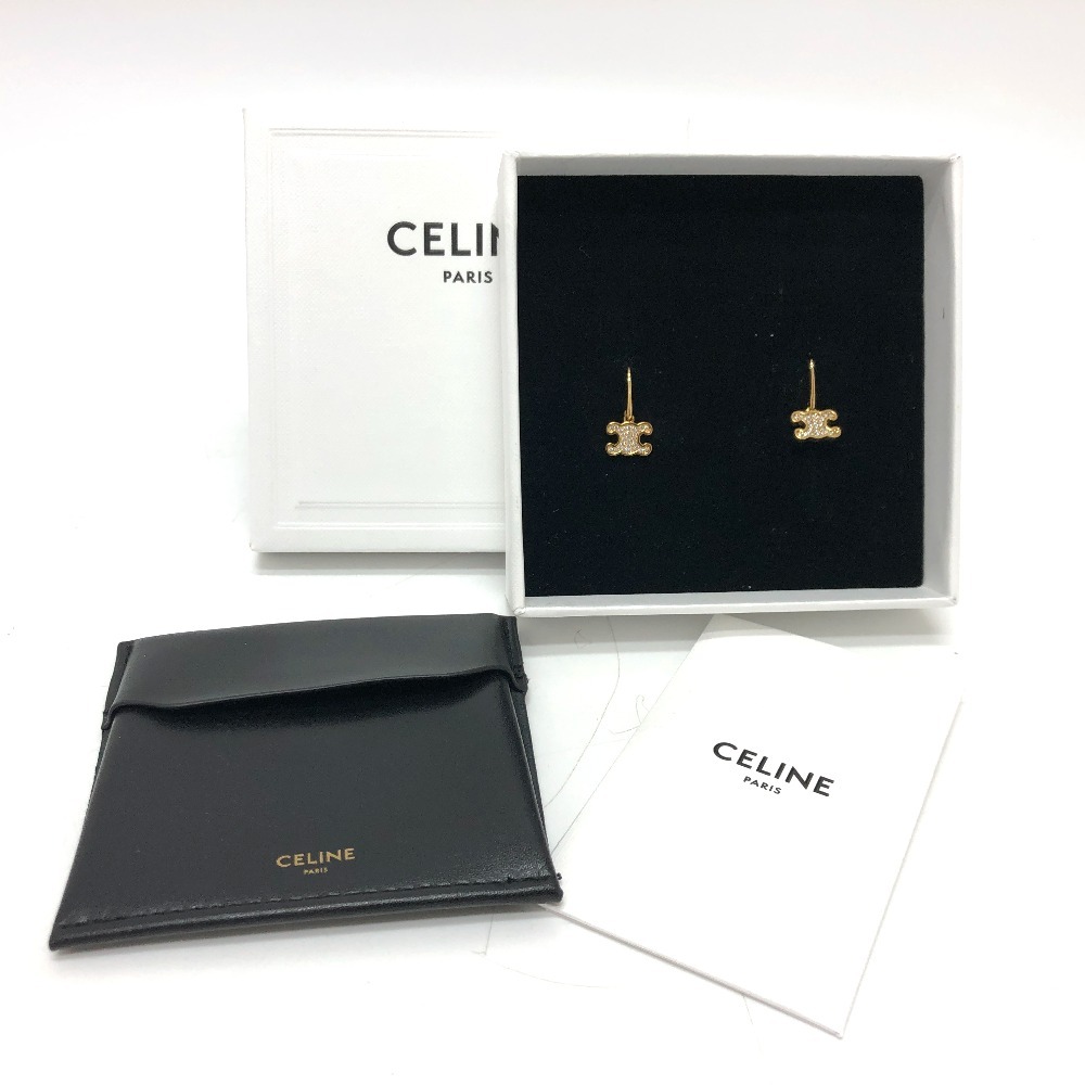 未使用 CELINE セリーヌ トリオンフ ラインストーン ピアス ゴールド レディース【中古】_画像6