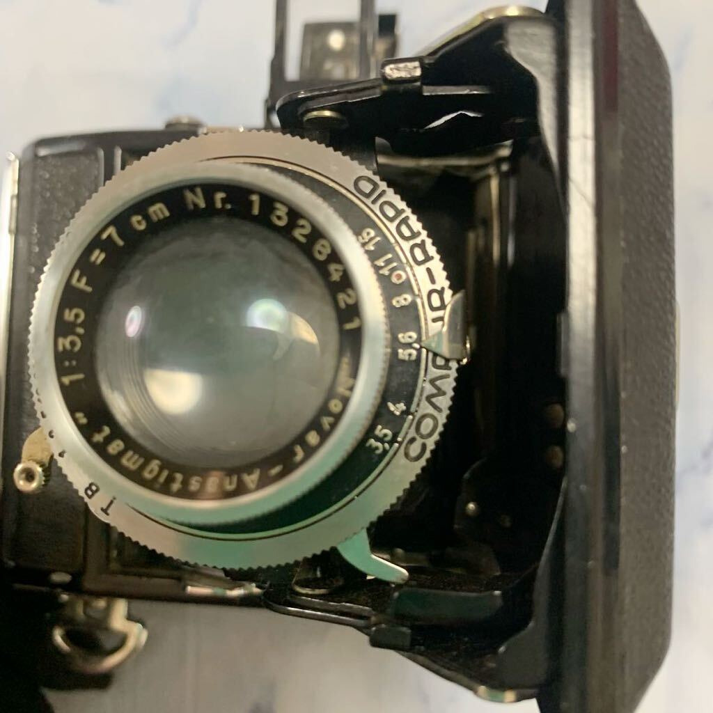 G038 ツァイスイコン Zeiss Ikon 蛇腹カメラ ケース 付属【現状品】Novar Anastigmat 1:3,5 F=7cm Nr.1326421 動作未確認 昭和レトロの画像7