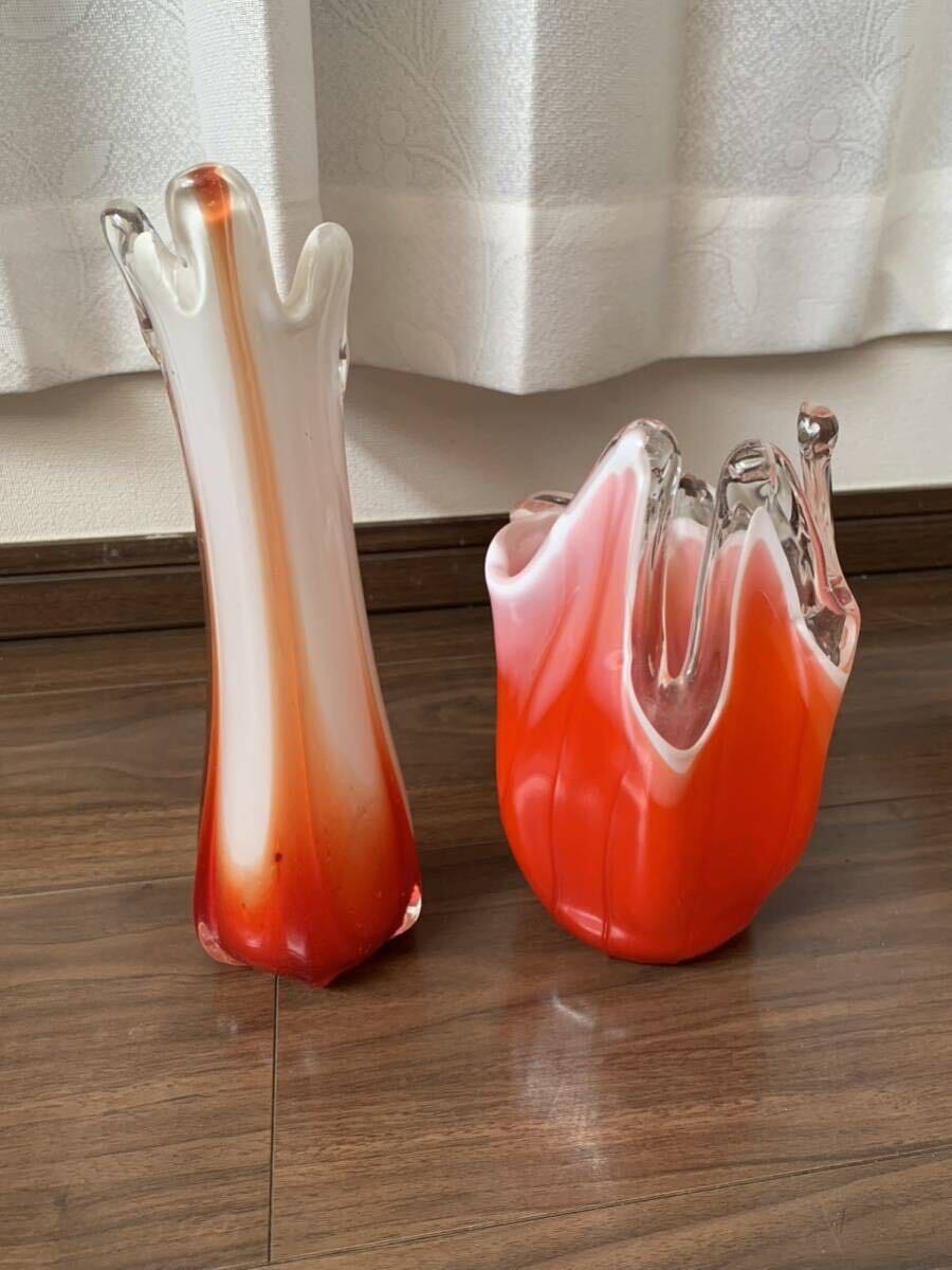 花瓶 フラワーベース インテリア ガラス ガラス製 花器 オブジェ2個セット_画像4