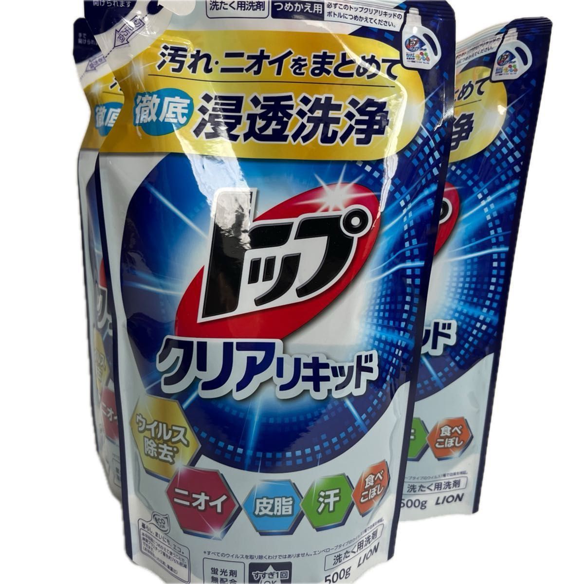 トップ クリアリキッド 洗濯洗剤 詰め替えトップクリアリキッド 蛍光剤無配合 500g×3