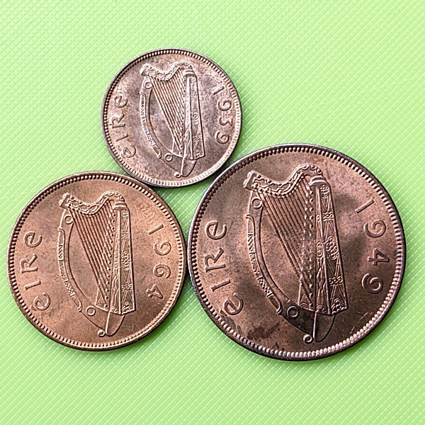 ◎ アイルランド　青銅貨３種セット（ 1/4, 1/2, 1 PENNY）_画像2