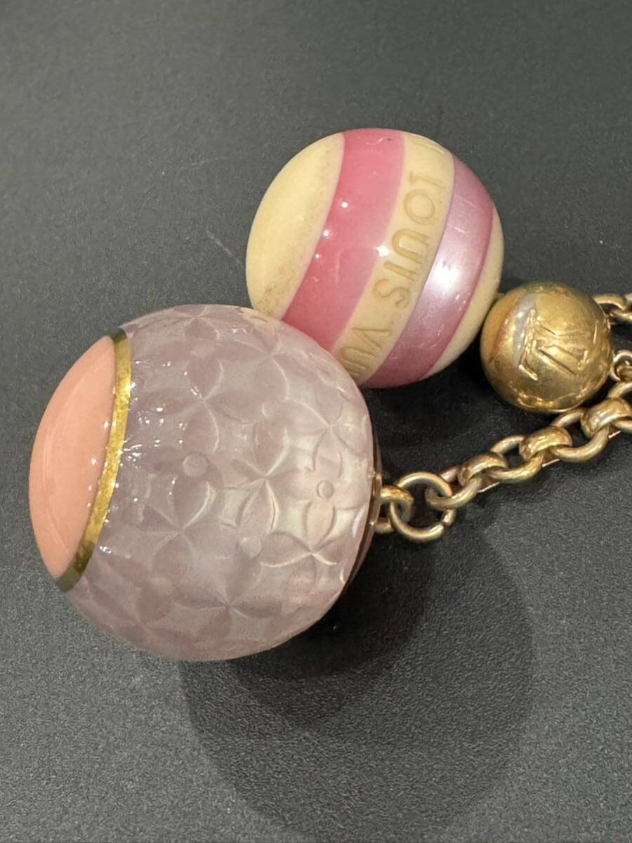 ★ LOUIS VUITTON / ルイヴィトン ビジューサック ミニラン クロワゼット チャーム キーホルダー ゴールド ピンク系 中古品 0326NAの画像2