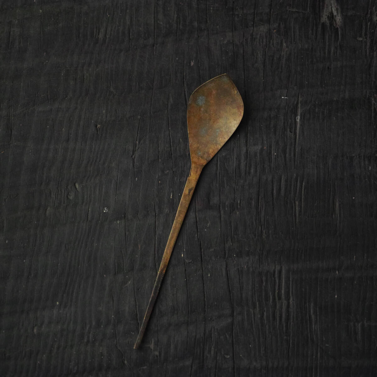  старый латунный . Taisho примерно / античный старый инструмент ложка круг . лекарство . пепел . ложка чайная посуда ④