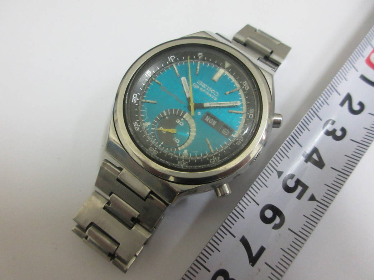 S【4-18】▼10【稼働品】SEIKO アンティーク 自動巻き時計 セイコー5スポーツ SEIKO5SPORTS 6139-7060 純正バンド / 要OH・部品_画像2