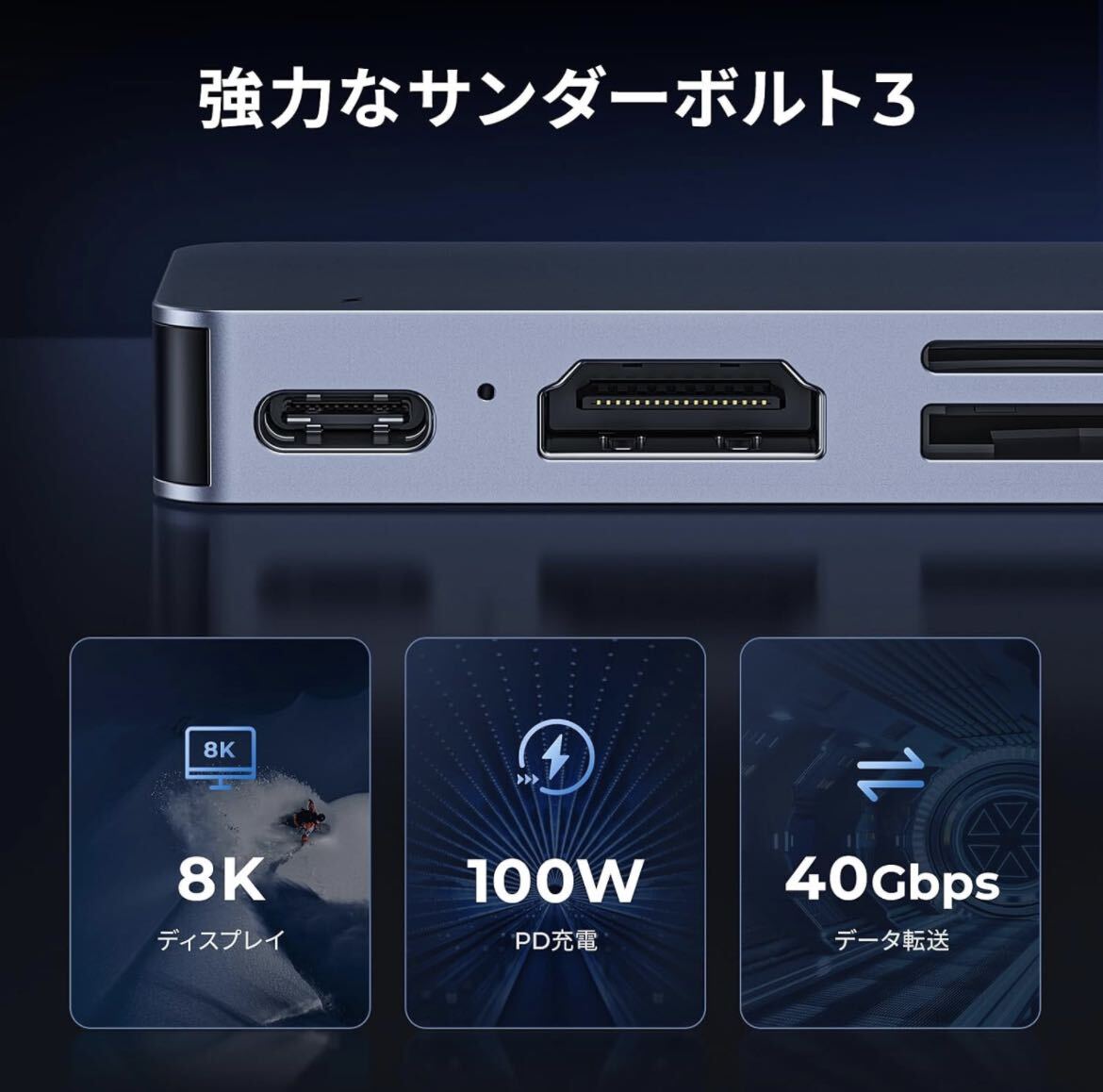 GIISSMO Macbook 7in2USB-CハブMacbook Air Pro 60Hz HDMIポート USB 3.0対応 Thunderbolt 3ポート SD/TFカードスロット M1 M2 M3 チップ