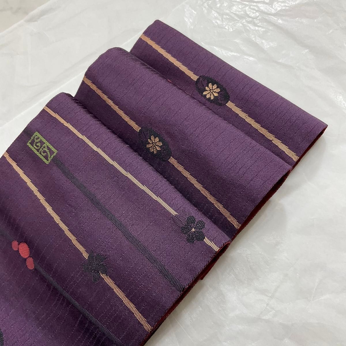 kimono+one ◆未使用同然◆素敵な半幅帯◆リバーシブル◆紫◆長尺◆397cm◆半幅帯半巾帯小袋帯◆P3
