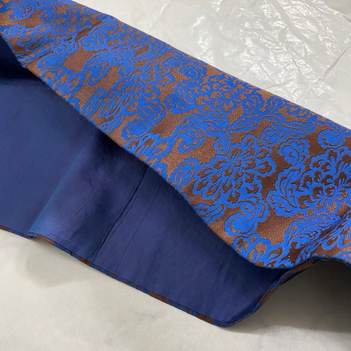 kimono+one ◆最高級西陣織◆ポケット付◆ロイヤルブルーが素敵な半幅帯◆長尺◆395.5cm◆半幅帯半巾帯小袋帯◆P25