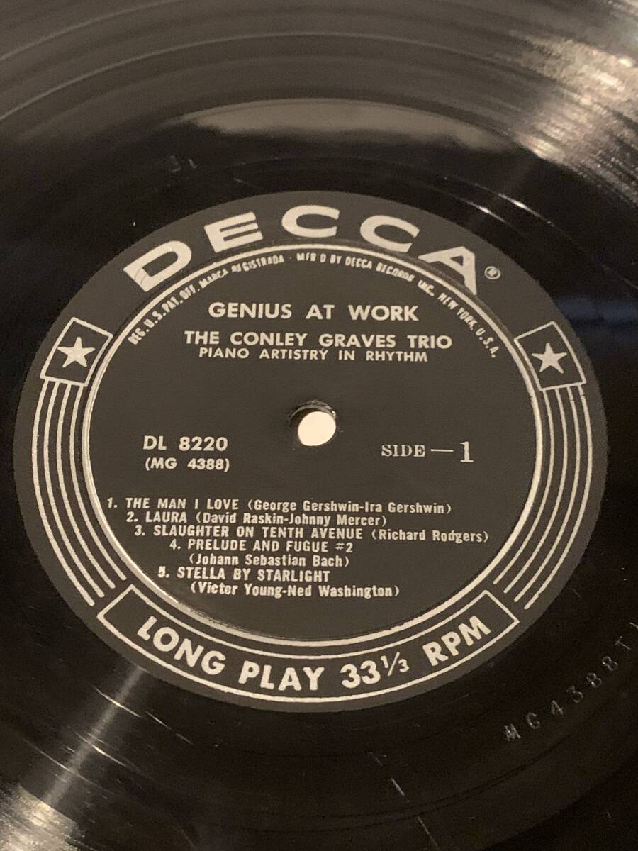 米　Decca オリジナル　The Conley Graves Trio Genius At Work　 DL 8220_画像5