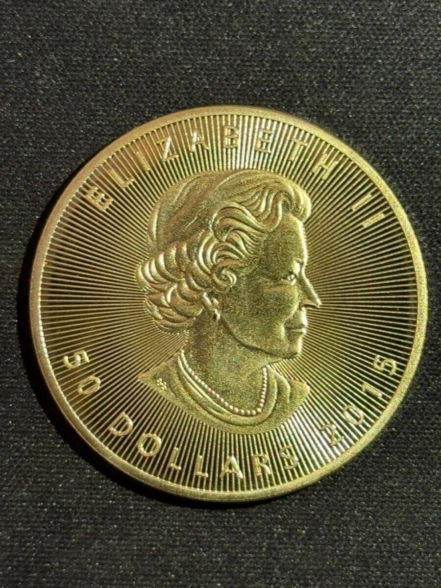 1000刻印 古銭 記念メダル カナダ 古銭 メイプルリーフ 50ドル金貨 24金P の画像2