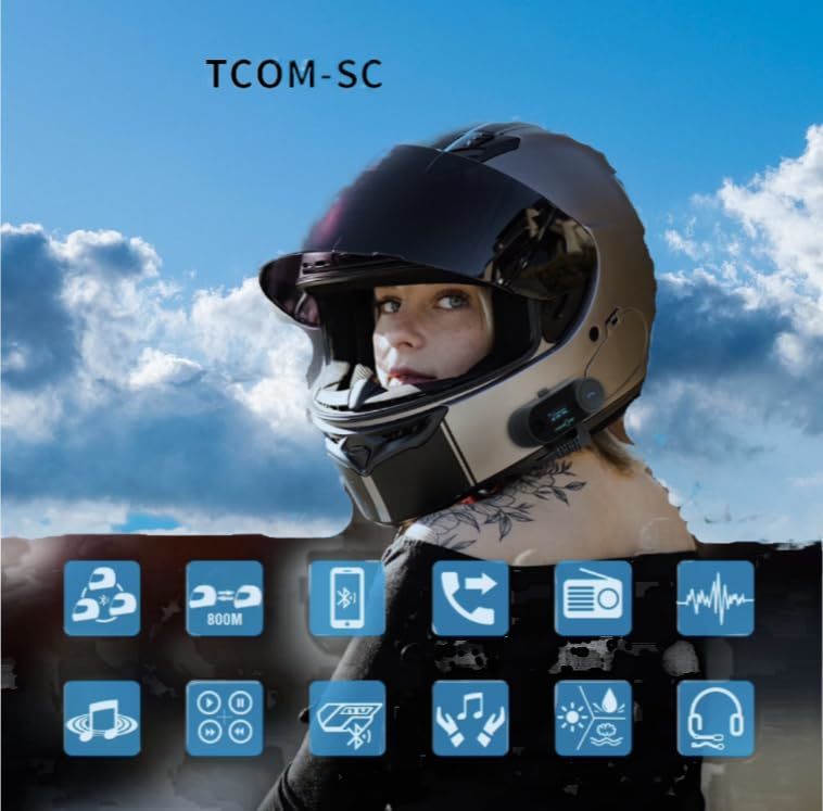 最新型改良 Freedconn TCOM-SC バイク用インカム　Bluetooth5.0 LCDスクリーン付き 技適認証取得 日本語説明書付 (LCD搭載 1台セット)_画像5