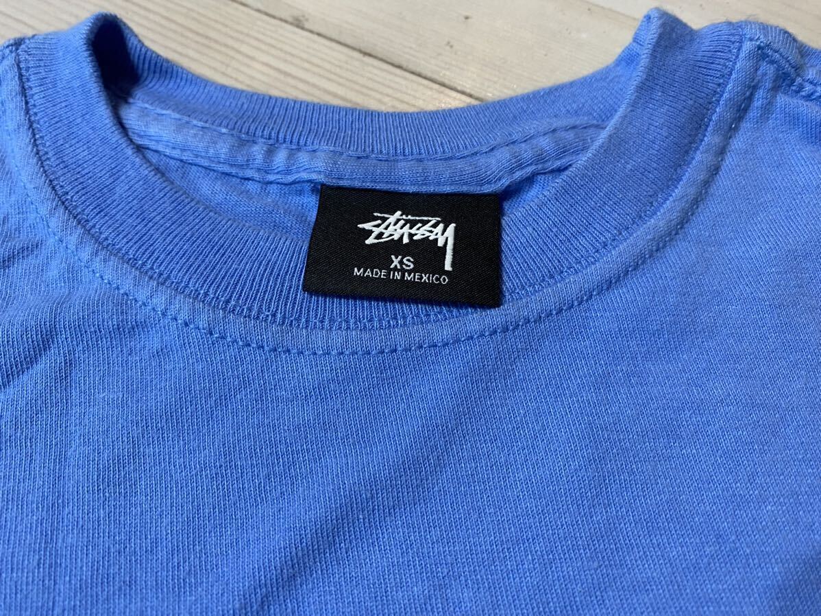 *STUSSY Stussy T-shirt lady's XS short sleeves T-shirt S cotton blue light blue series 