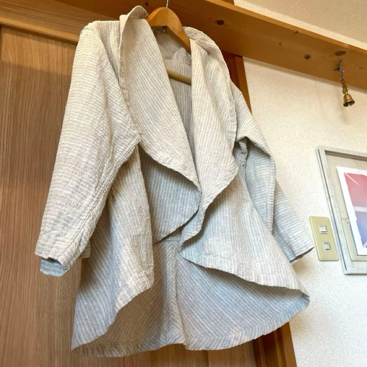 美品 うさとの服 麻綿 羽織 上下ジャケット 草木染 生成 usaato ウサト 美品 うさとの服 麻綿 羽織 上下ジャケット 草木染 生成 usaato ウサト