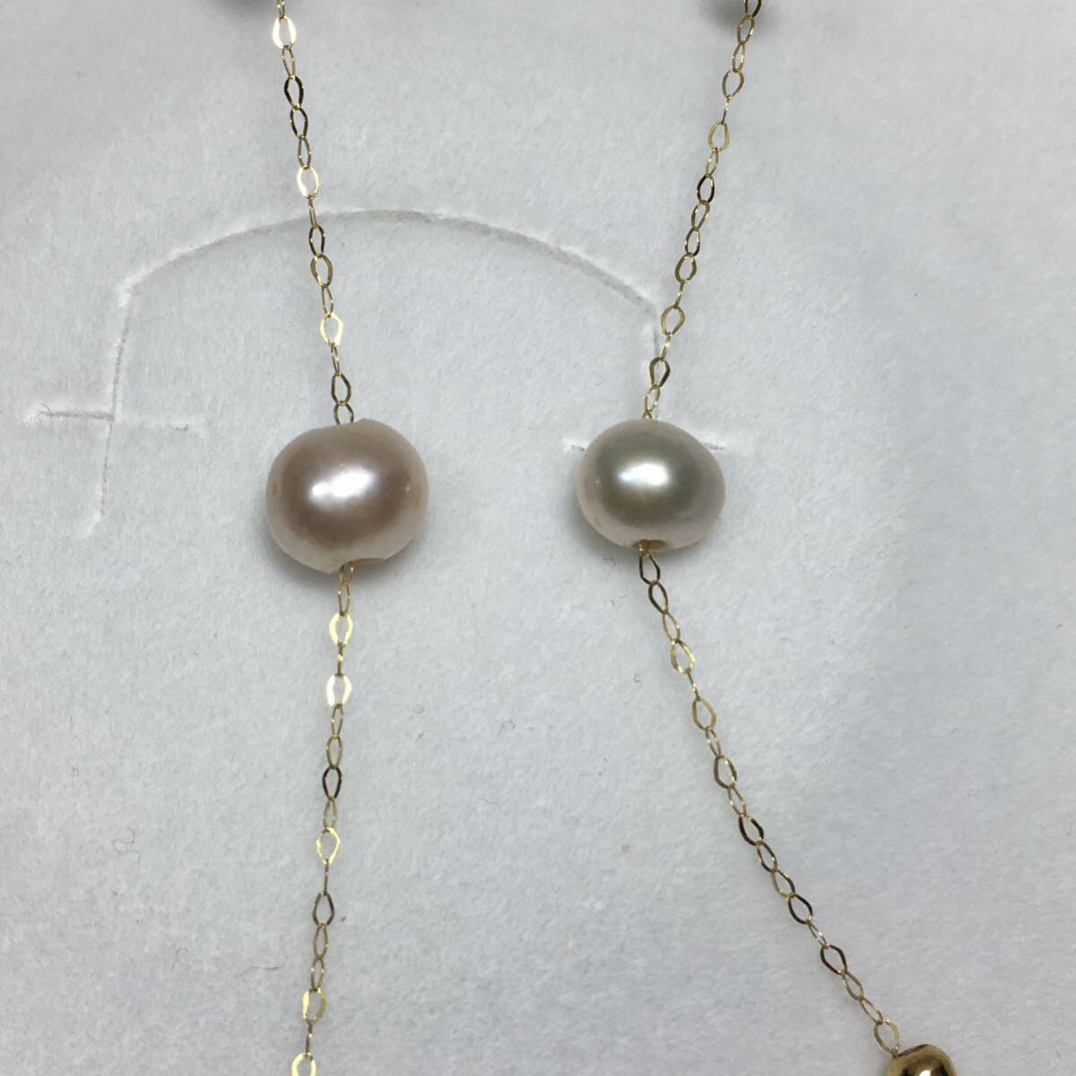 K18YG 本真珠 淡水 ベビーパール イエローゴールド デザイン ネックレスの画像3