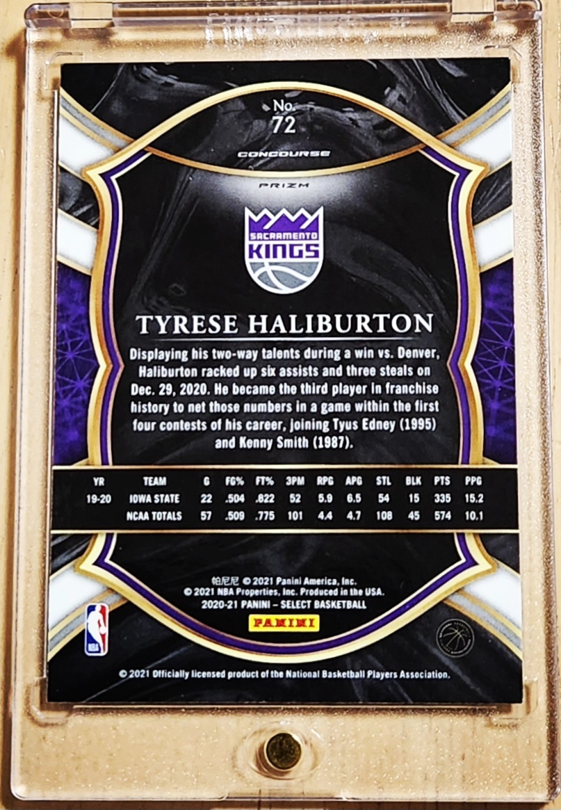 RC 2020 -21 Panini Select Prizm Silver TYRESE HALIBURTON / タイリース ハリバートン Refractor Holo_画像3