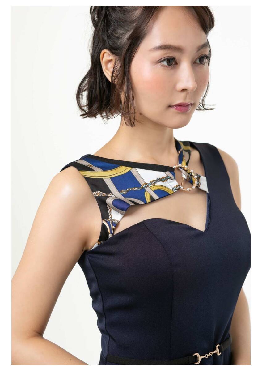 kyabaasimeto Lee cut scarf print Mini dress Alice navy L size 