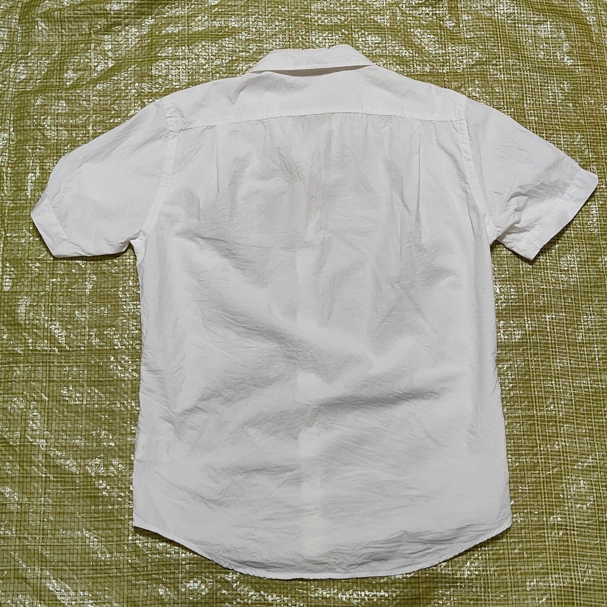 【訳あり】TOPVALU トップバリュ 半袖ボタンシャツ メンズ S 80〜88 白 ポケット付き イオン AEON
