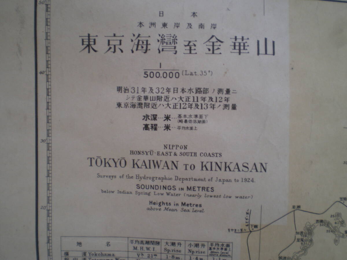 海図「東京海湾至る金華山」大正１５年印刷発行・ジャンク品の画像3
