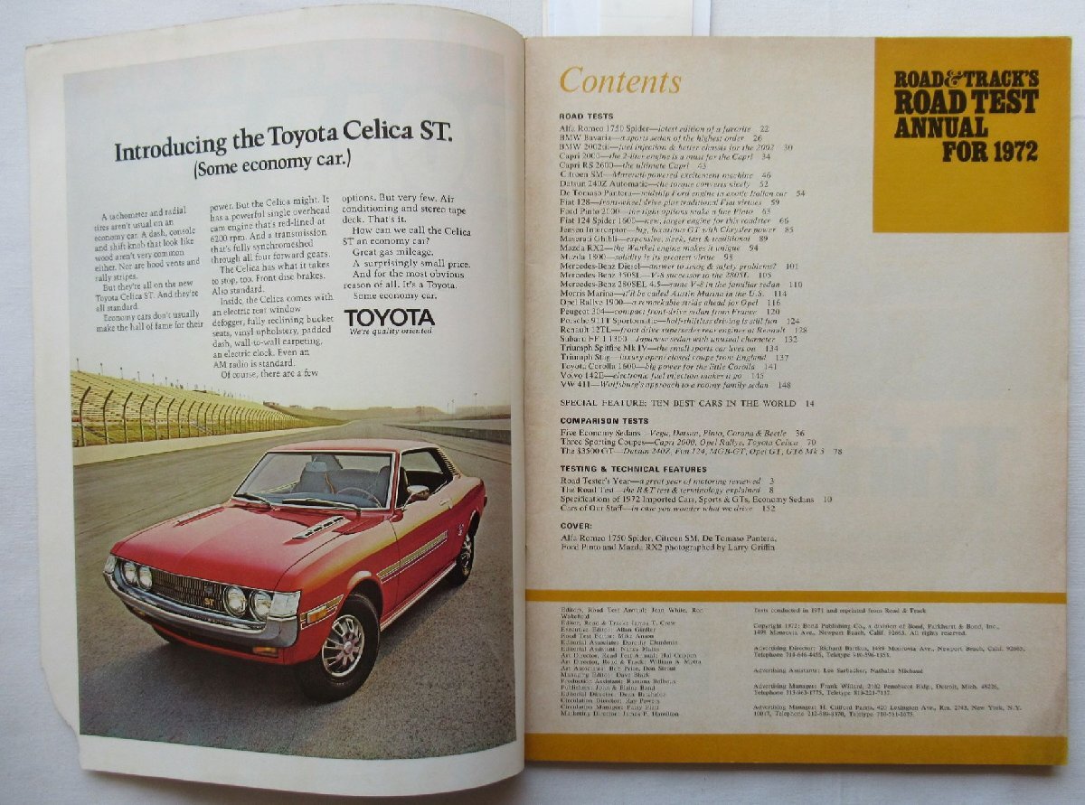 ★[A60207・特集：CITROEN SM, DE TOMASO PANTERA など ] ROAD & TRACK'S ROAD TEST ANNUAL FOR 1972. ★_画像8