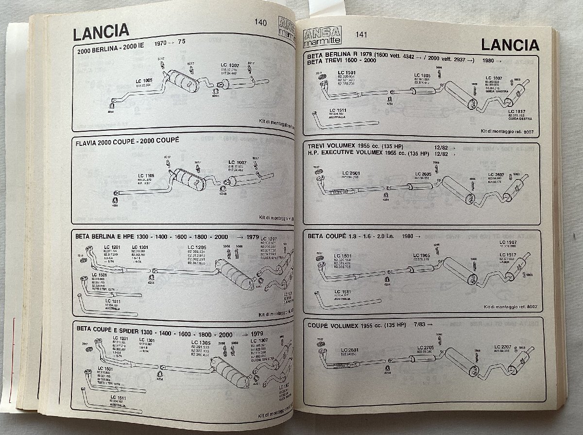 ★[A53030・特価洋書 ANSA marmitte CATALOGO 20/A 1988-89 ] アンサ マフラー純正カタログ。★_画像6