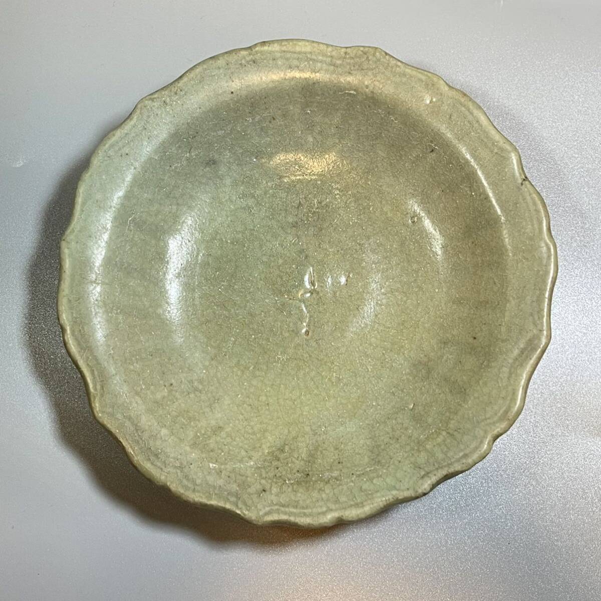 時代 青磁 皿 箱付 唐物 中国古美術 サイズ:20.7cmの画像2
