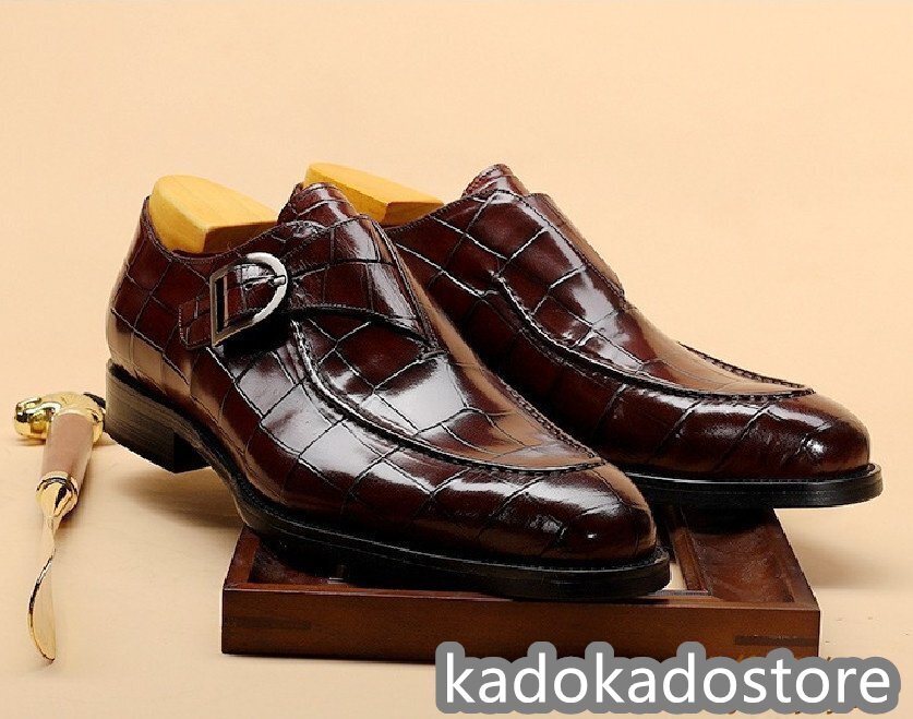 新品特売◆ビジネスシューズ メンズシューズ レザーシューズ 革靴 モンクストラップ 職人手作り 紳士靴 ワインレッド24.5-28.5_画像2