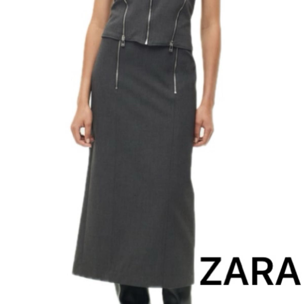 ZARA ZW コレクション ジッパー ペンシルスカート スカート ブラック 黒 ロング