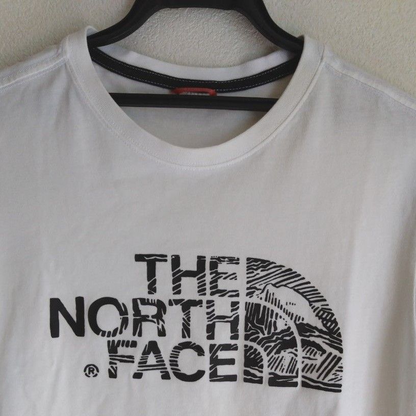 THE NORTH FACE ホワイト Tシャツ BIG ロゴ Mountain men's L