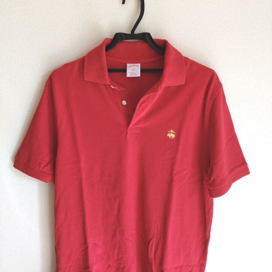 美品 Brooks Brothersゴルフ ポロシャツ ロゴ刺繍 レッド 半袖ポロシャツ