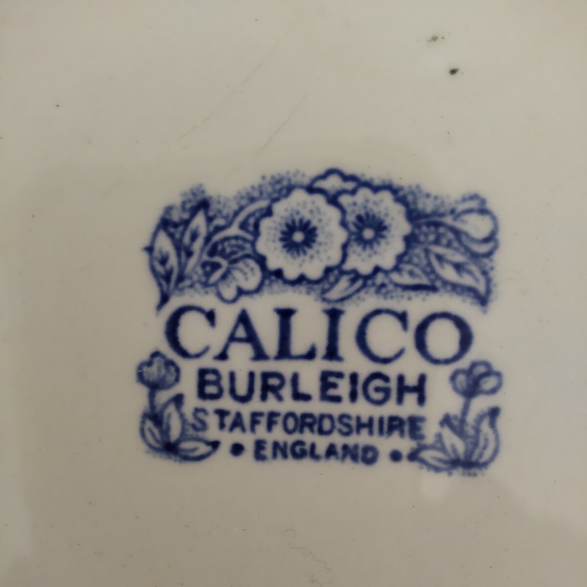 英国製 CALICO BURLEIGH バーレイ社 ブルーキャリコ プレート ２枚組 18cm皿  ENGLAND ビンテージ の画像6