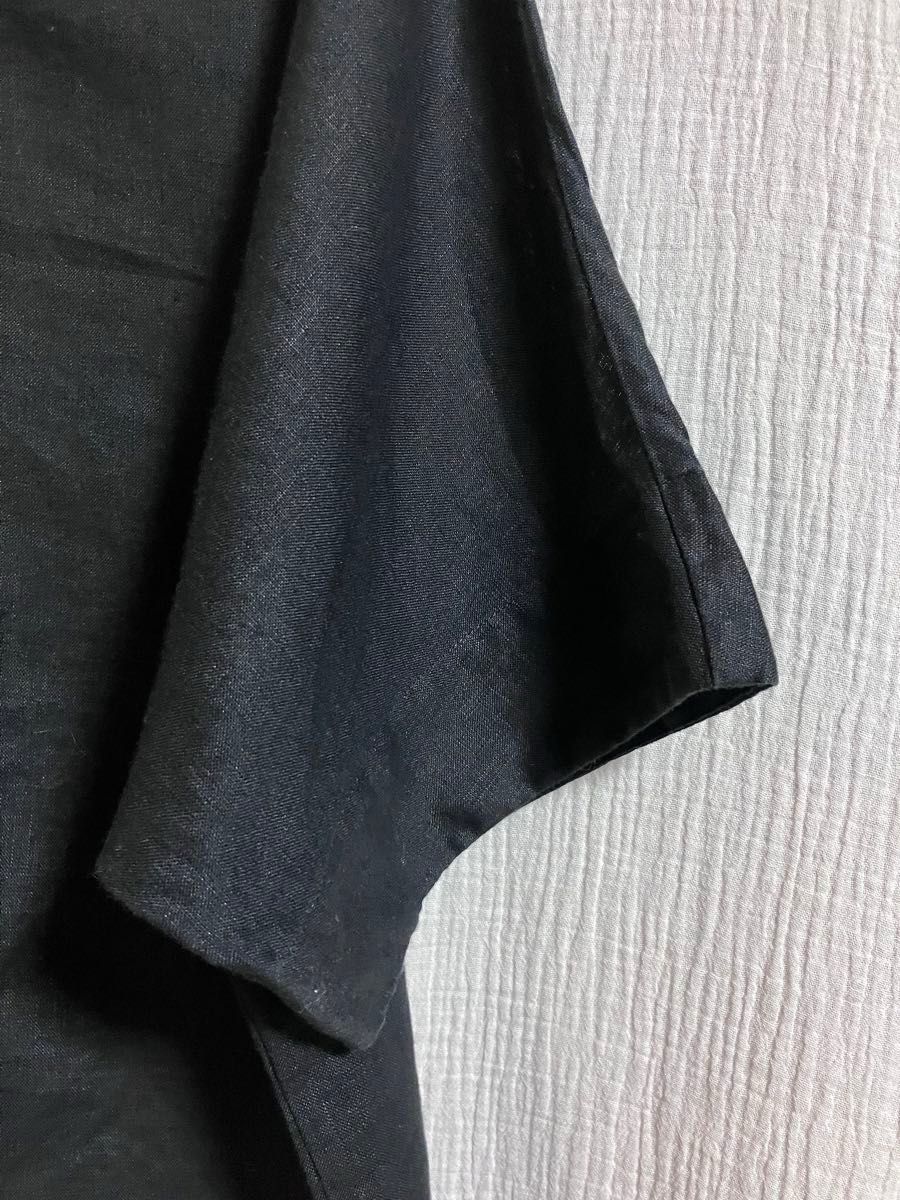 MUJI 無印良品　リネン洗いざらし　レディース半袖ブラウス　ブラック　XS〜Sサイズ
