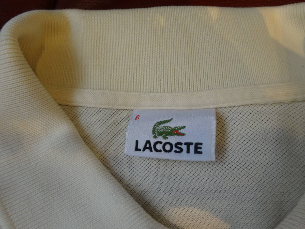 　LACOSTE　ラコステ　半袖ポロシャツ　クリームイエロー　中古美品　サイズ6　_画像6