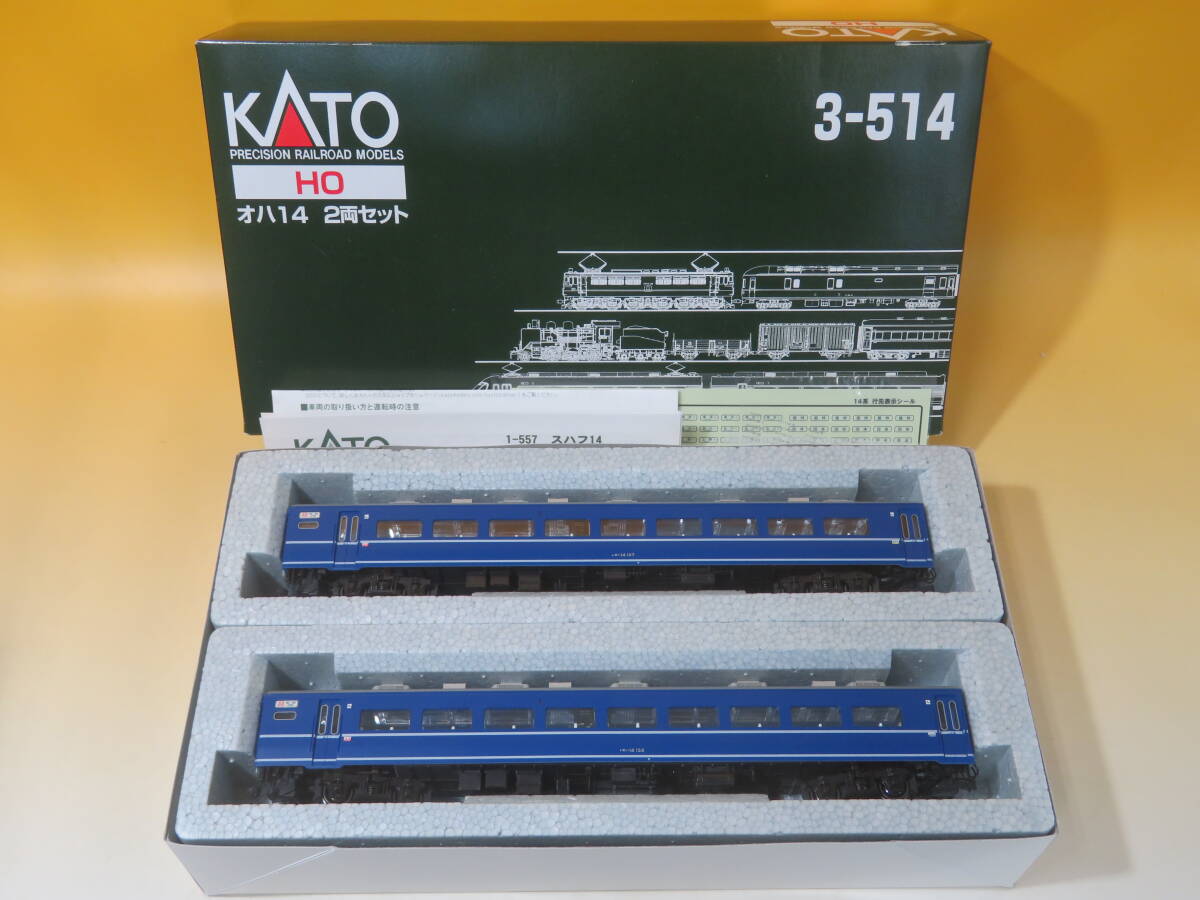 【鉄道模型】HOゲージ　KATO　3-514　14系客車　オハ14　2両セット【中古】J2 T375_画像1