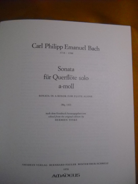 C.P.E.バッハ　ソナタ イ短調　フルート独奏楽譜　C.P.E.Bach Sonata a-moll　AMADEUS社　商品説明全文必読　異次元航法堂　輸入楽譜_この機会にぜひぜひご参戦ください。