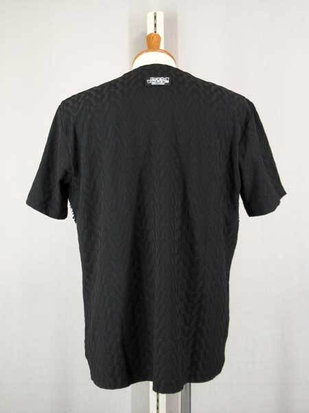 夏 パジェロ 半袖 ポリ プリントBIGロゴ柄VネックTシャツ・黒 LL_特殊プリントでロゴを表現