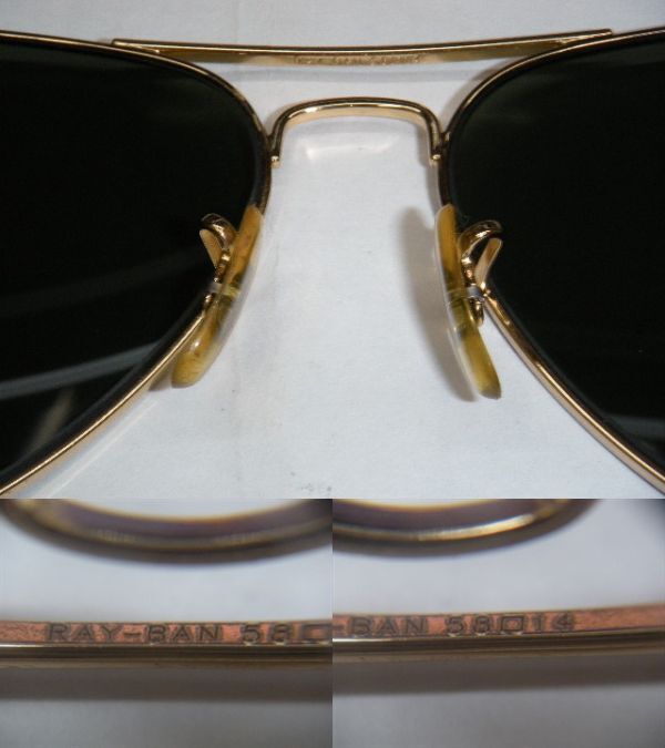 ★レイバン/Ray・Ban サングラス/ティアドロップ/RB3025 AVIATOR L0205 58□14 3N/ゴールド色/レンズ ダークグリーン色系/希少★_画像9