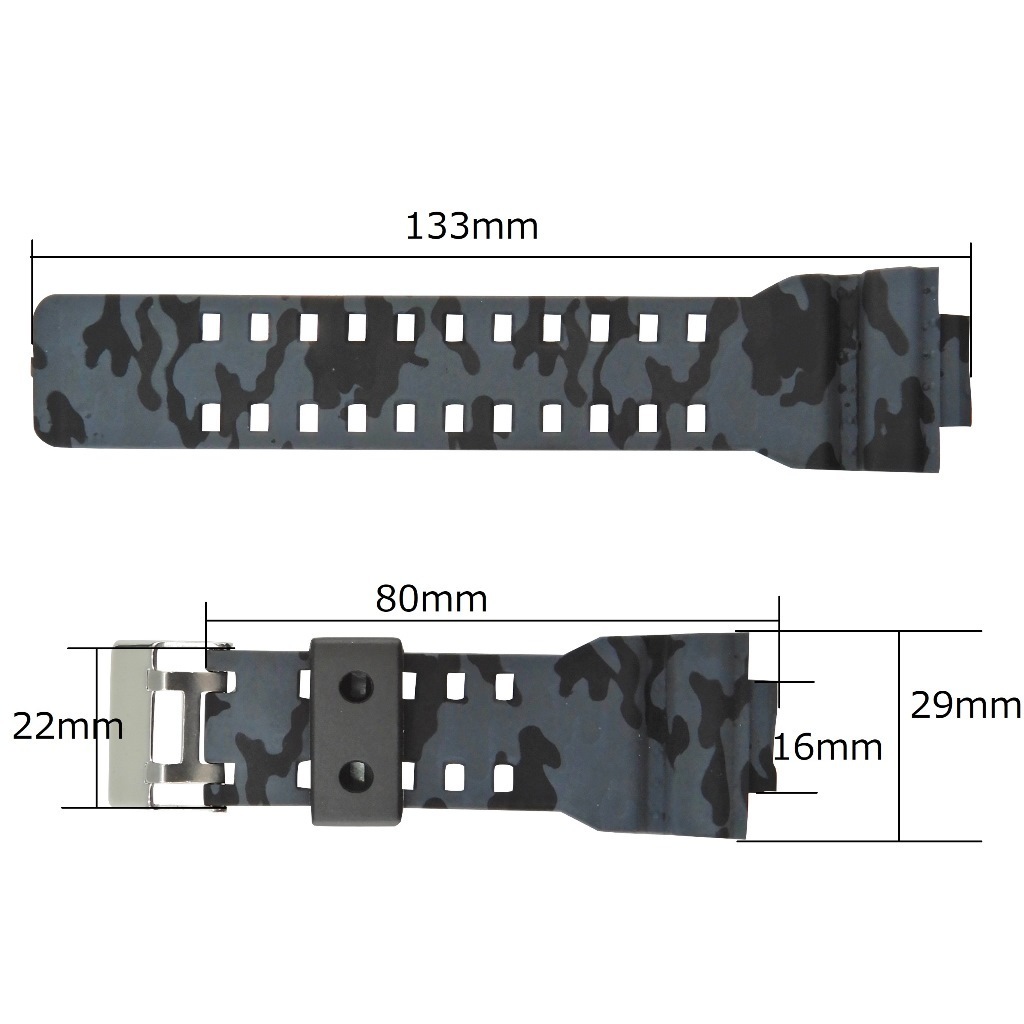 G-SHOCK 互換 時計 ベルト バンド 16mm GA-100,GA-110,GD-120,GA-300,GA-120,GA-200,GA-150,GD-100,GW-8900,GR-8900 カモフラ グレー 1_画像3