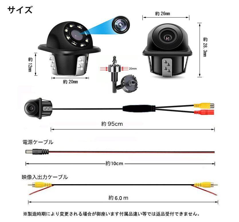 バックカメラ リアカメラ 車バックカメラ 埋め込みタイプ 防塵防水 超広角