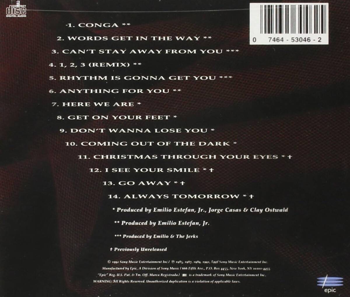 Greatest Hits Gloria Estefan グロリア・エステファン&マイアミ・サウンド・マシーン　輸入盤CD_画像2