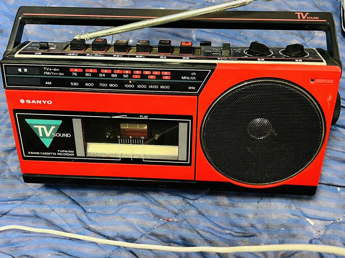 SANYO サンヨー ラジカセ MR-A7TV(R) TV FM AM 3BAND CASSETTE RECORDER 昭和レトロ 三洋 日本製 カセットレコーダー ラジオの画像1