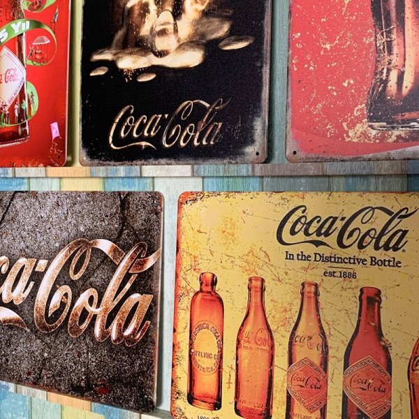 e36 5枚 セット ビンテージ調 レトロ風 ブリキ 看板 メタルプレート コカ・コーラ コカコーラ アメリカン ガレージ Coca-Colaの画像6