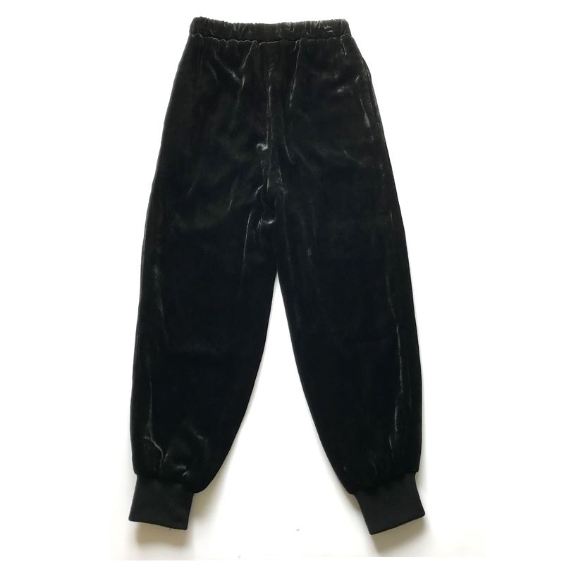 定価6万 pelleq ぺレック 22AW velvet easy trousers ベルベット イージートラウザーズ 黒 size:34/イージー リブ パンツ ベロア ボトムス_画像2