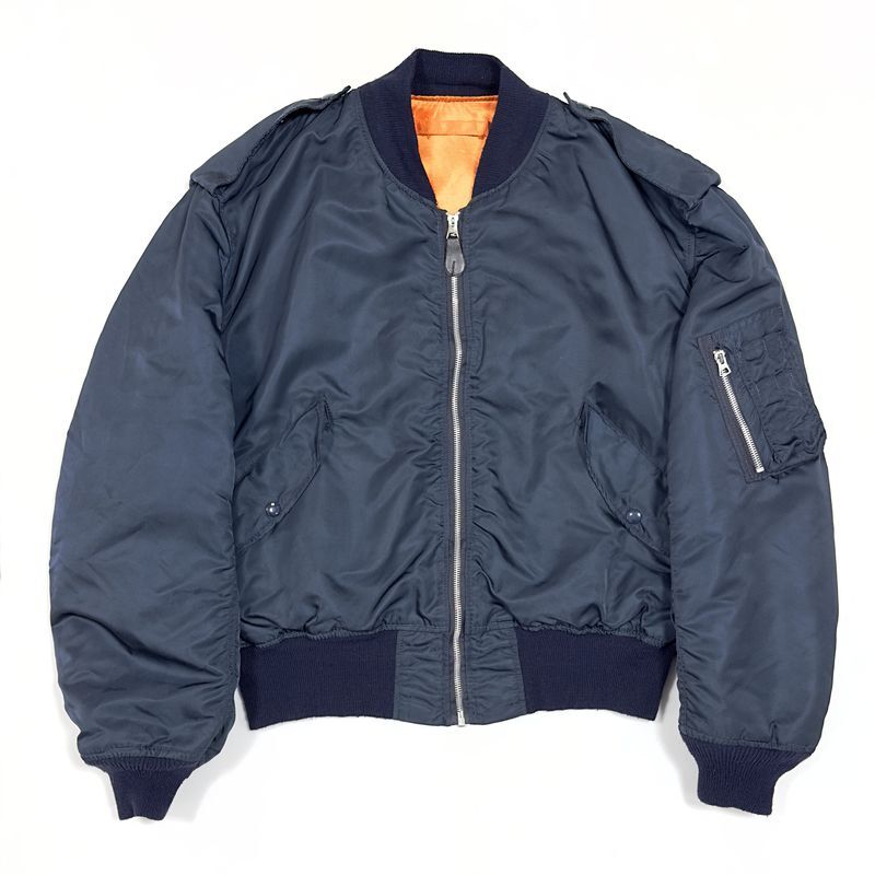 80-90s 【USA製】 ALPHA INDUSTRIES アルファインダストリーズ L-2B フライングジャケット / XLサイズ / ネイビー 紺 / ミリタリー MA-1_画像1