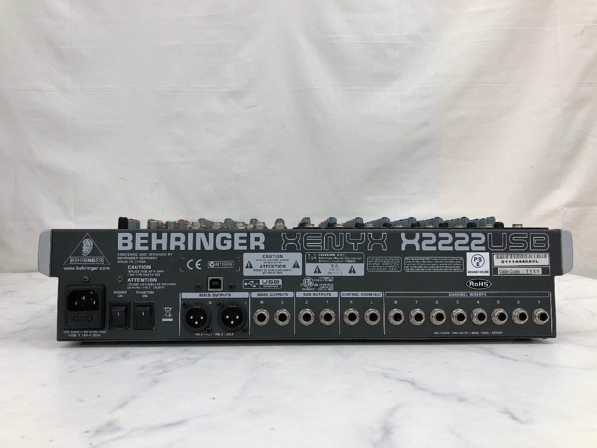 Y1508 ジャンク品 PA機器 ミキサー BEHRINGER ベリンガー XENYX X2222 USBの画像7