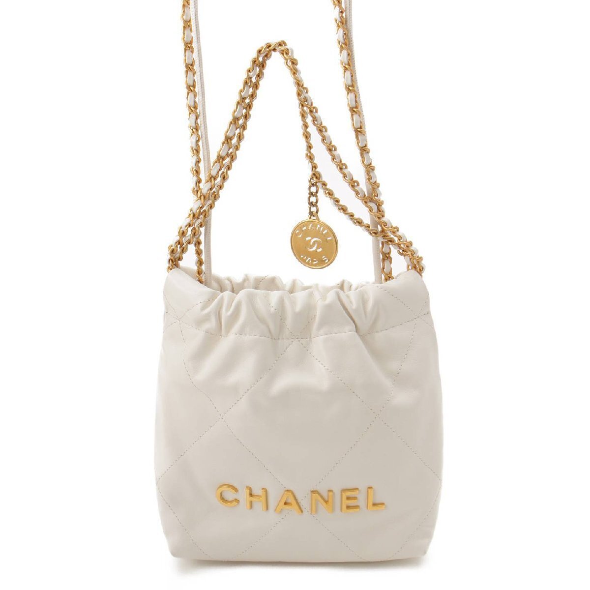 【シャネル】Chanel　シャネル22 レザー ミニ チェーンショルダー ハンドバッグ AS3980 ホワイト 【中古】【正規品保証】199867_画像1