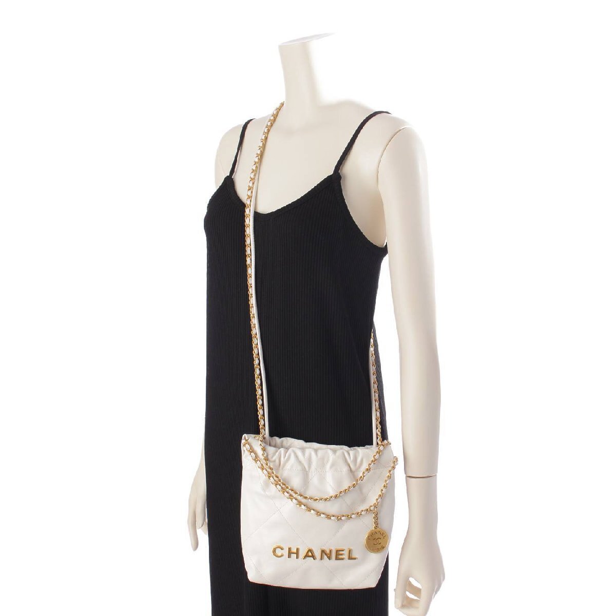 【シャネル】Chanel　シャネル22 レザー ミニ チェーンショルダー ハンドバッグ AS3980 ホワイト 【中古】【正規品保証】199867_画像9