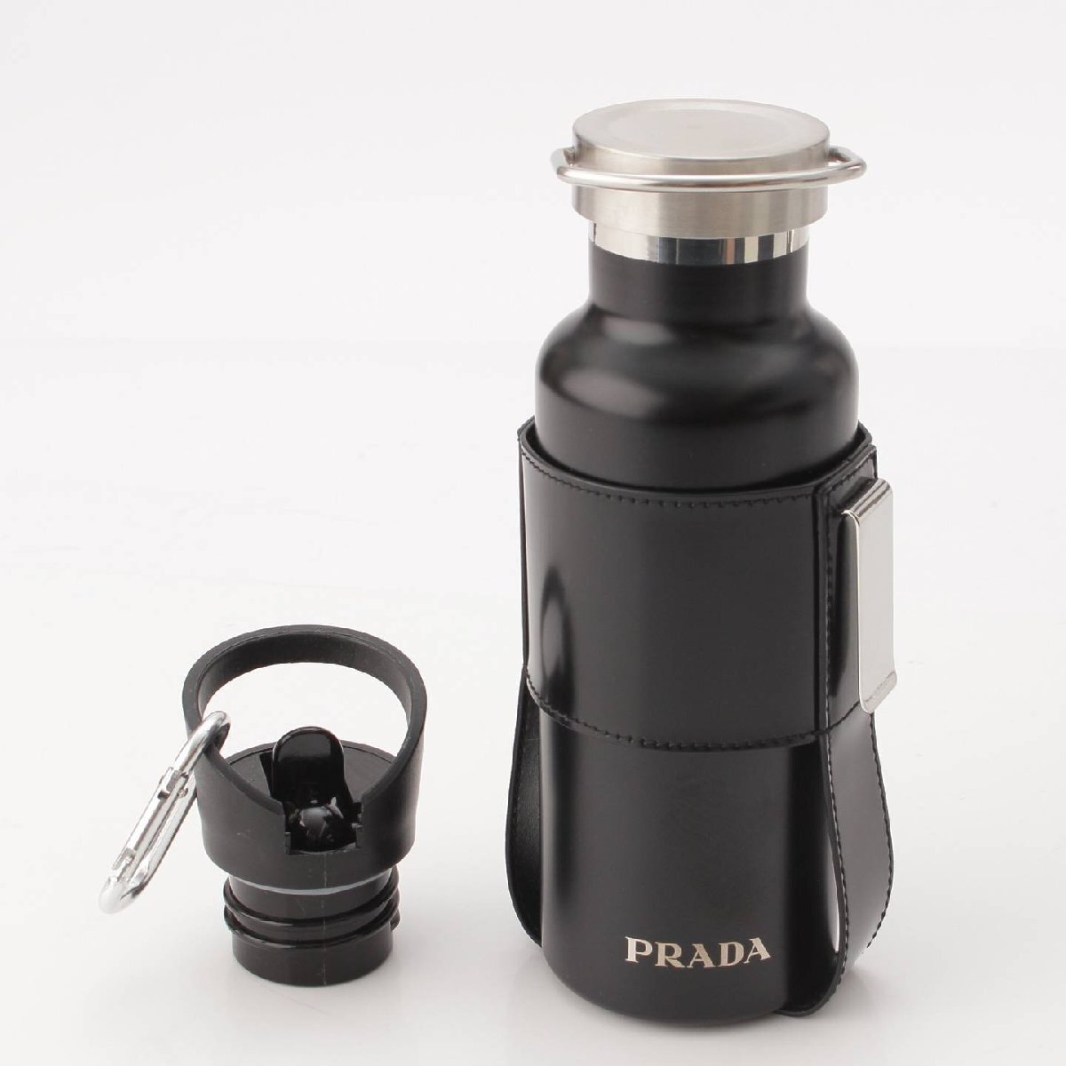 【プラダ】Prada　水筒付き ブラッシュドレザー ショッピング ハンド トートバッグ 2VG113 シルバー 【中古】【正規品保証】204766_画像8