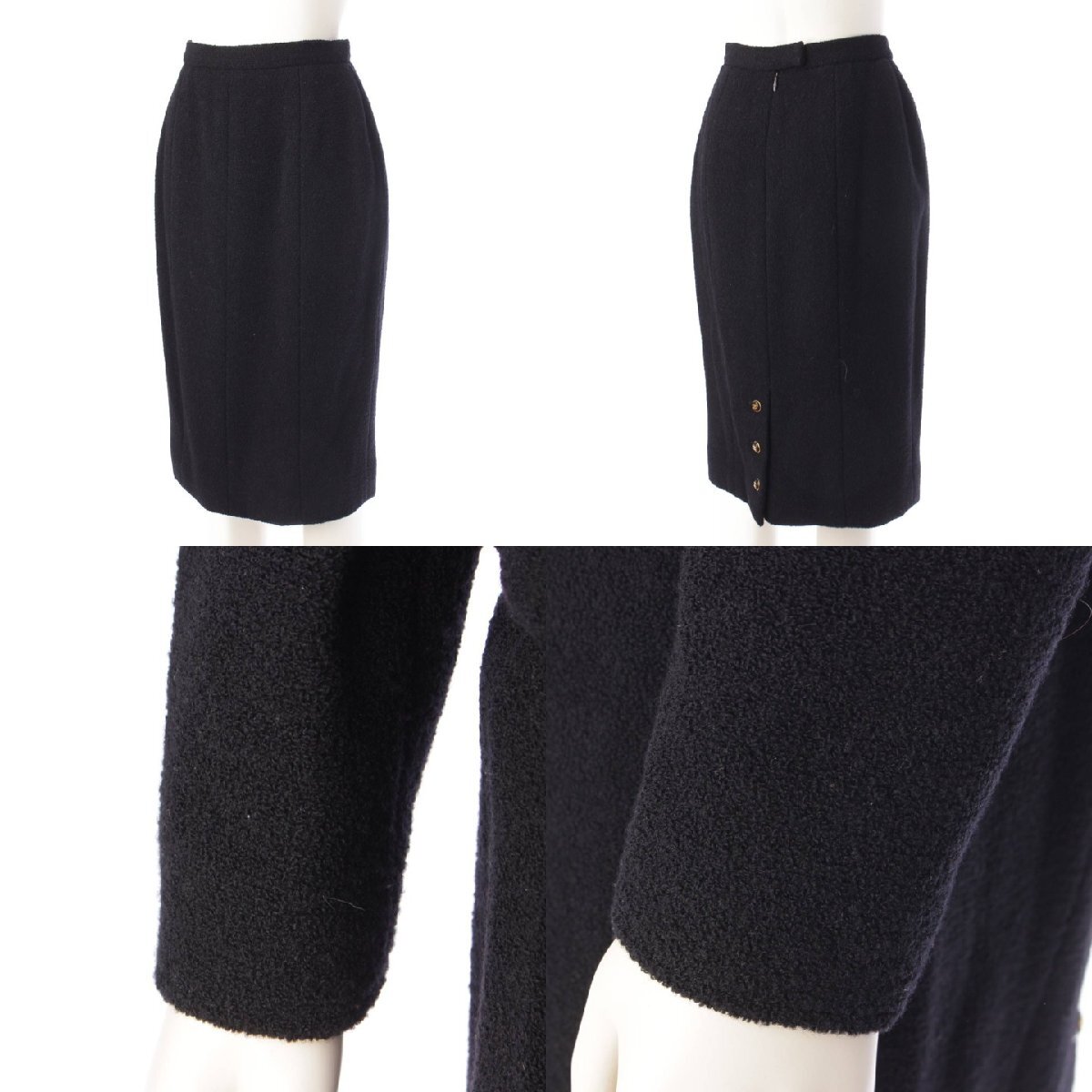 【シャネル】Chanel　95A ココボタン ウール ジャケット＆スカート セットアップ スーツ ブラック 38 【中古】【正規品保証】204393_画像6